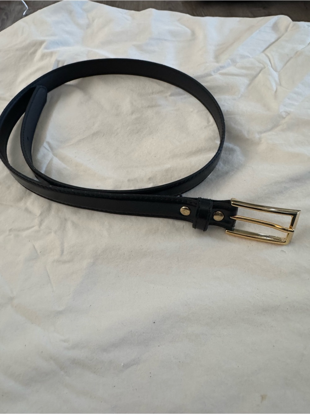 Classic Black faux  Leather Belt with Gold Buckle - Women's Accessory